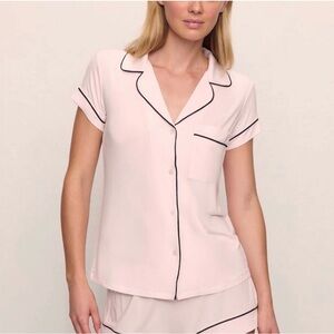 Eberjey Blush Pajama Set with Black Trim